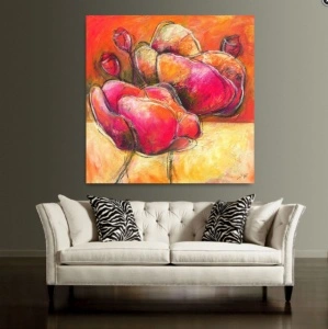 Red flowers, framed picture - Img 3