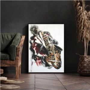 Saxo jazz, uramljena slika 30x40cm , 40x50cm i 50x70cm - Img 2