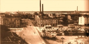Stari Beograd - pijaca Bajloni 1903., uramljena slika 50x100cm