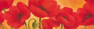 Sunny flowers, uramljena slika 35x100cm
