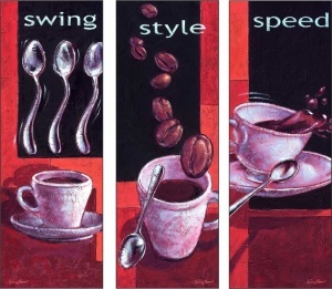 Swing, Style and Speed, tri uramljene slike 30x70cm svaka