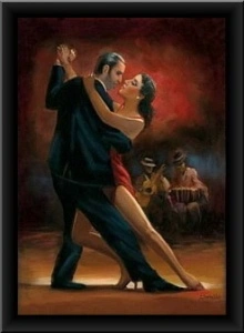Tango couple, framed picture