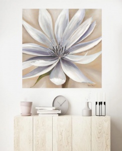 White flower 1, uramljena slika dimenzije 70x70cm - Img 2