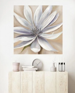 White flower 1, uramljena slika dimenzije 70x70cm - Img 2