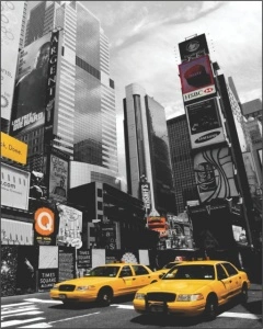 Yellow cab NY, uramljena slika 40x50cm