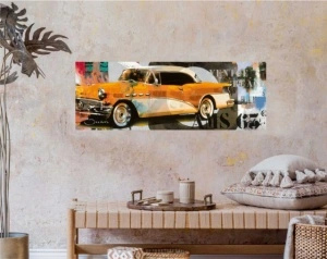 Yellow car, uramljena slika 35x100cm - Img 2