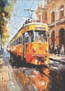 Zuti tramvaj, uramljena slika 40x50cm ,50x70cm i 60x90cm