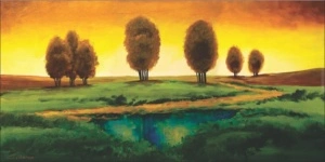 Caldo tramonto, uramljena slika 50x100cm