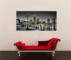 City scape, uramljena slika 50 x 100 cm - Img 2