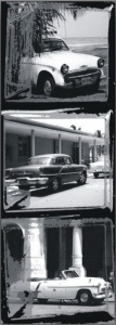 Crno bele slike starih automobila, dve uramljene slike 40x80cm svaka - Img 5