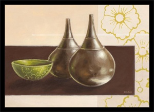 Green flower pattern, framed picture