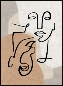 Line two faces, uramljena slika 40x50cm i 50x70cm