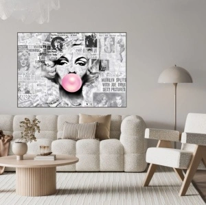 M. Monroe pink bubllegum, uramljena slika 40x50cm i 50x70cm - Img 2