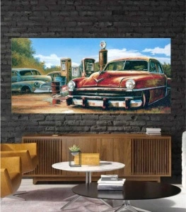 Old American car 2, uramljena slika 30x70cm - Img 2