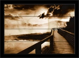 Old wooden bridge, framed picture