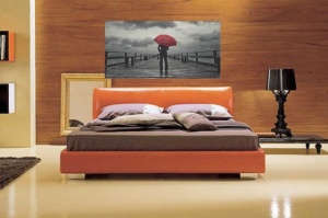 Rain man with red umbrella, uramljena slika 50x100cm - Img 2