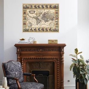 Stara geografska mapa sa zlatotiskom, dimenzije 56x71cm - Img 2