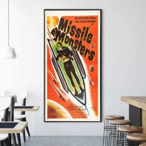 Stari poster Missile Monsters 1958., uramljena slika 50x100cm - Img 2