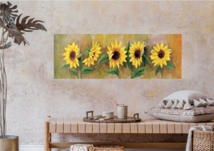 Suncokreti, uramljena slika 35x100cm - Img 2