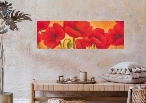 Sunny flowers, uramljena slika 35x100cm - Img 2
