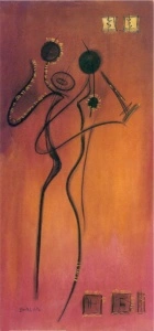 African dance, uramljena slika 30x70cm