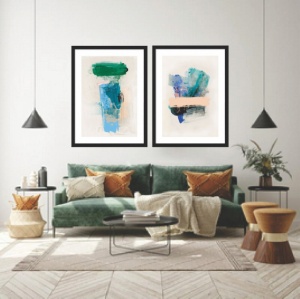 Art abstract, dve uramljene slike 30x40cm i 40x50cm svaka - Img 3