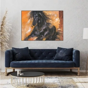 Black horse, uramljena slika 50x70cm - Img 2