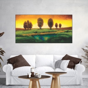 Caldo tramonto, uramljena slika 50x100cm - Img 3