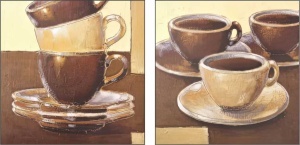 Cappuccino, komplet od dve uramljene slike 40x40cm svaka