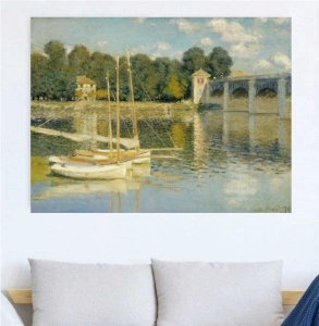 Claude Monet, The Bridge at Argenteuil (1874.) uramljena slika 50x70cm - Img 2