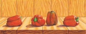 Crvene paprike, uramljena slika 20 x 50 cm - Img 2