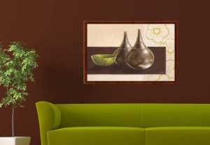 Green flower pattern, framed picture - Img 2