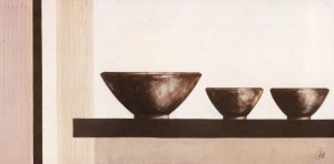 Harmony pots 1, uramljena slika 50x100cm
