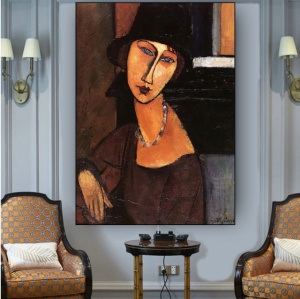 Jeanne Hebuterne Modigliani mon amour. - A. Modigliani 1917 ., uramljena slika 40x50cm i 50x70cm - Img 2