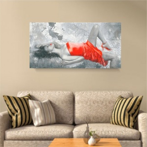 Lady in red, uramljena slika 50x100cm - Img 2