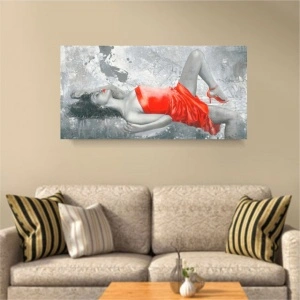Lady in red, uramljena slika 50x100cm - Img 2