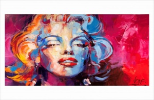 M.Monroe in red, uramljena slika 50x100 cm