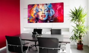M.Monroe in red, uramljena slika 50x100 cm - Img 2