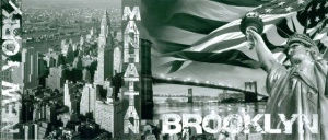 NY Brooklyn Manhattan, uramljena slika 30x70cm
