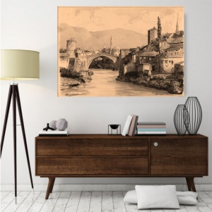 Stari Mostar 1901. uramlljena slika 30x40cm i 40x50cm - Img 2