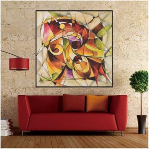 Triangles, uramljena slika 70x70cm - Img 3
