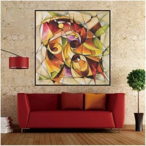 Triangles, uramljena slika 70x70cm - Img 3