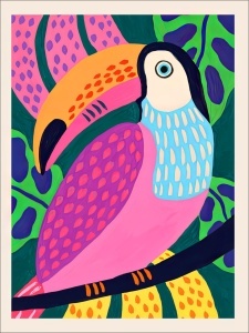 Tukan, uramljena slika 40x50cm , 50x70cm i 60x80cm