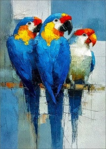 Veseli Papagaji, uramljena slika 40x50cm , 50x70cm i 60x90cm
