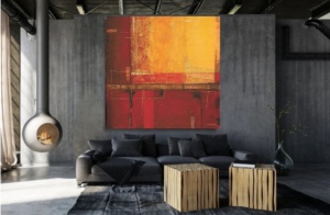 Yellow and red, uramljena slika 70x70cm - Img 2