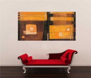 Yellow apstract 1, uramljena slika 50x100cm - Img 2