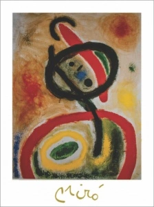 J. Miro, femme III , uramljena slika 40x50cm