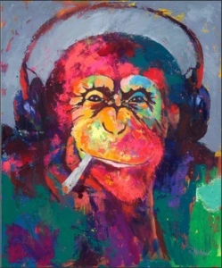 Monkey music, uramljena slika 30x40cm i 40x50cm