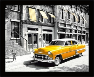New York and yellow cab, framed picture