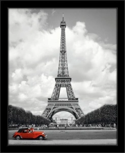 Paris red car, framed picture